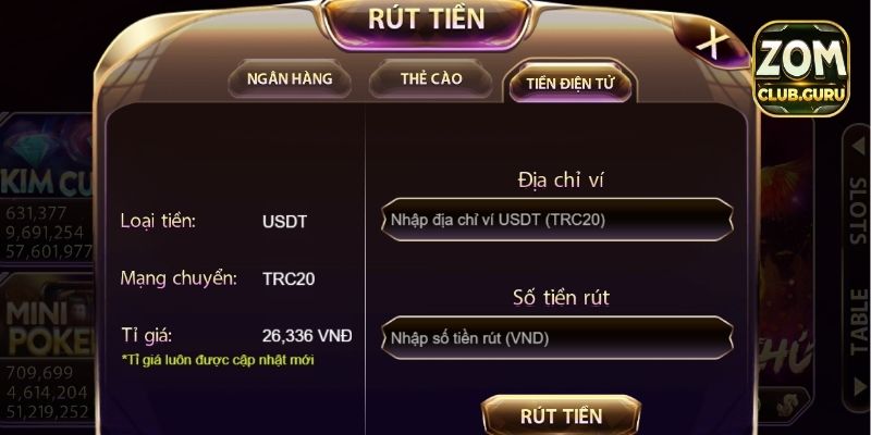 Cách rút tiền Zomclub chi tiết
